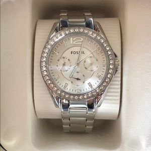 Silver Fossil Watch
